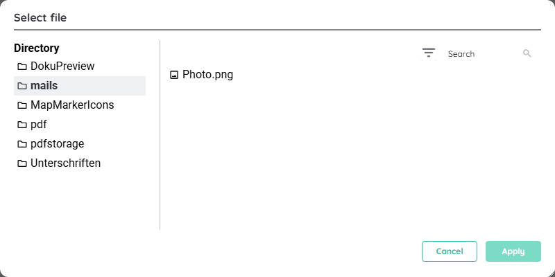 Resource picker inside the detail panel